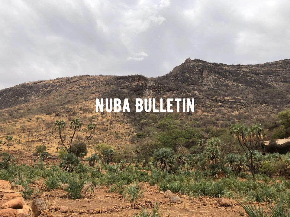 Pictures of the Nuba Mountains with the words "Nuba Bulletin" superimposed on top