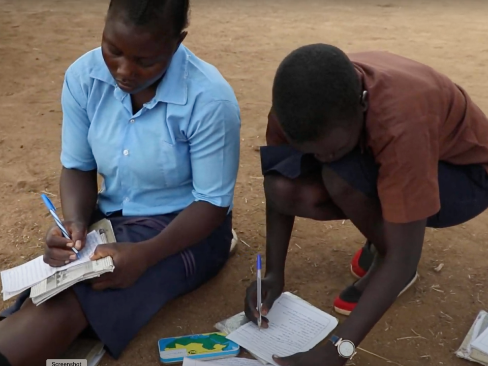 Grace Secondary School students study after class. Students take classes in Science, Math, English, Humanities, and Biblical Studies.